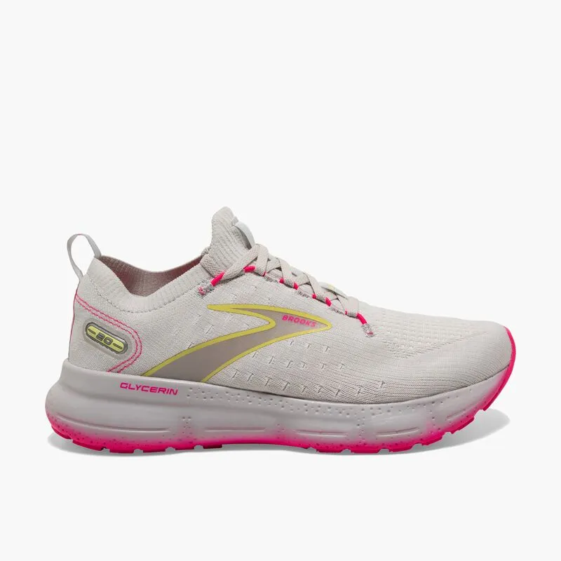 Brooks-Women-Walking-Shoes-Grey-Yellow-Pink.webp